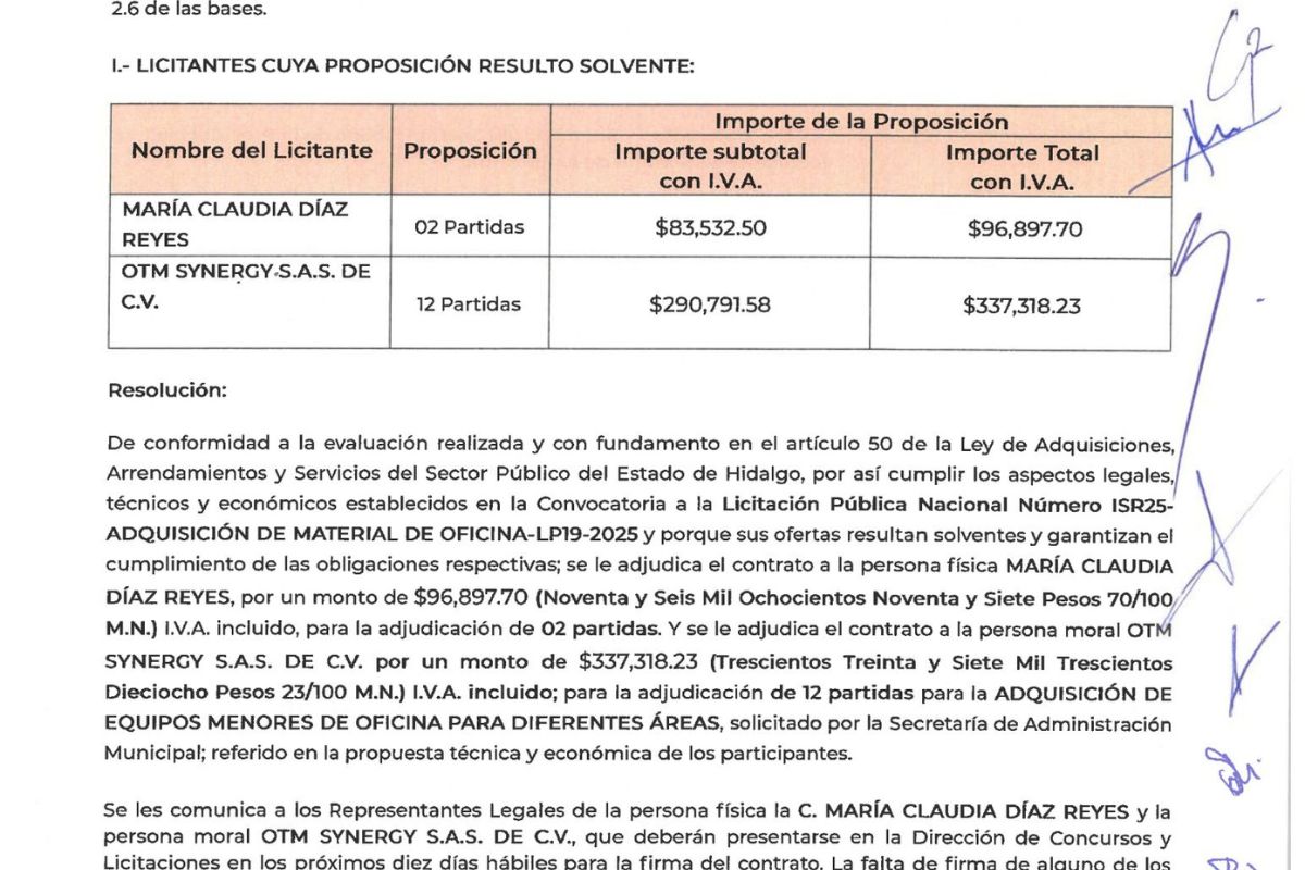 Dos licitantes ganaron el contrato para proveer de material de oficina, por 960 mdp | Foto: Especial