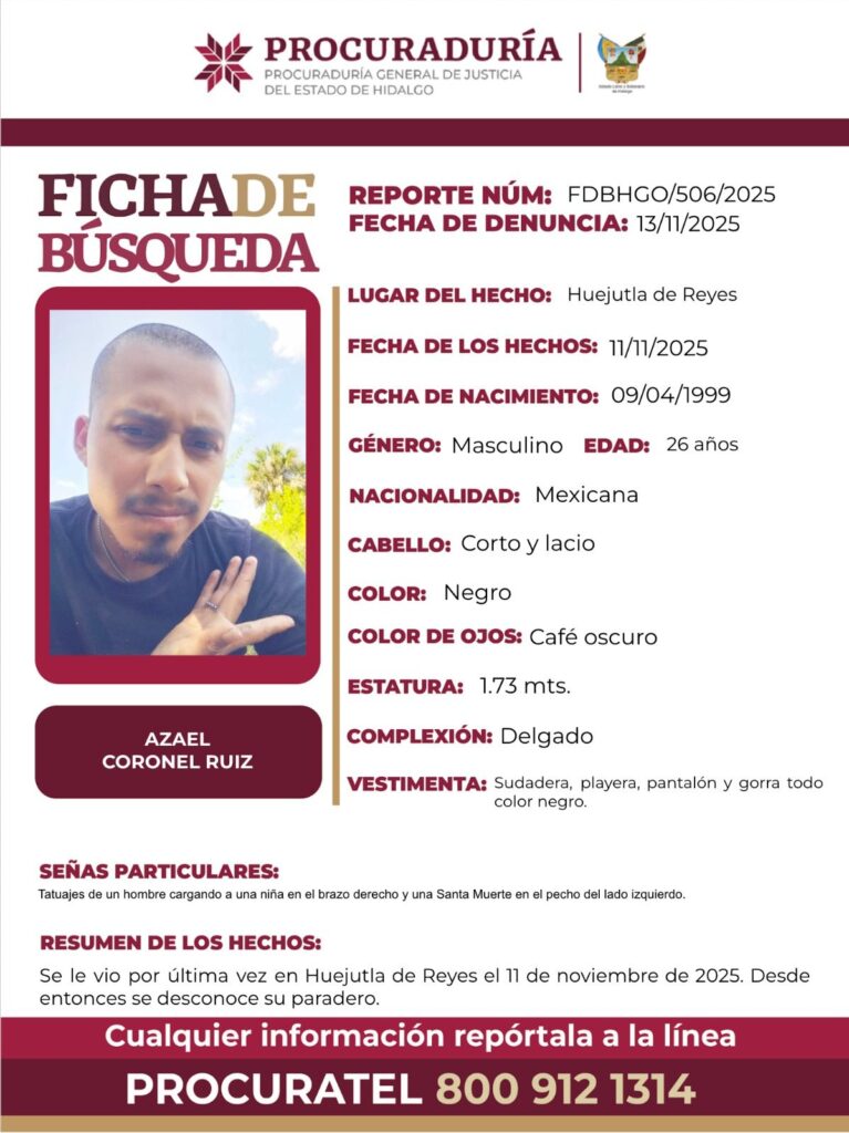 Ficha de búsqueda de Azael Coronel Ruiz