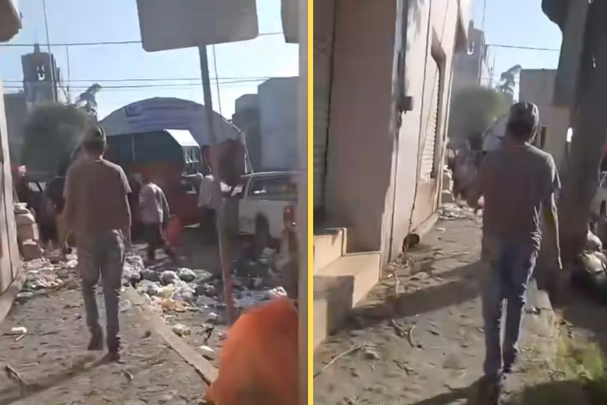 La camioneta impactó varios puestos instalados en la plaza