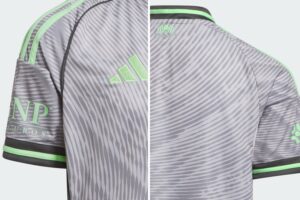 El tercer uniforme combina gris y verde, un guiño al césped que ha visto volar a las Águilas.