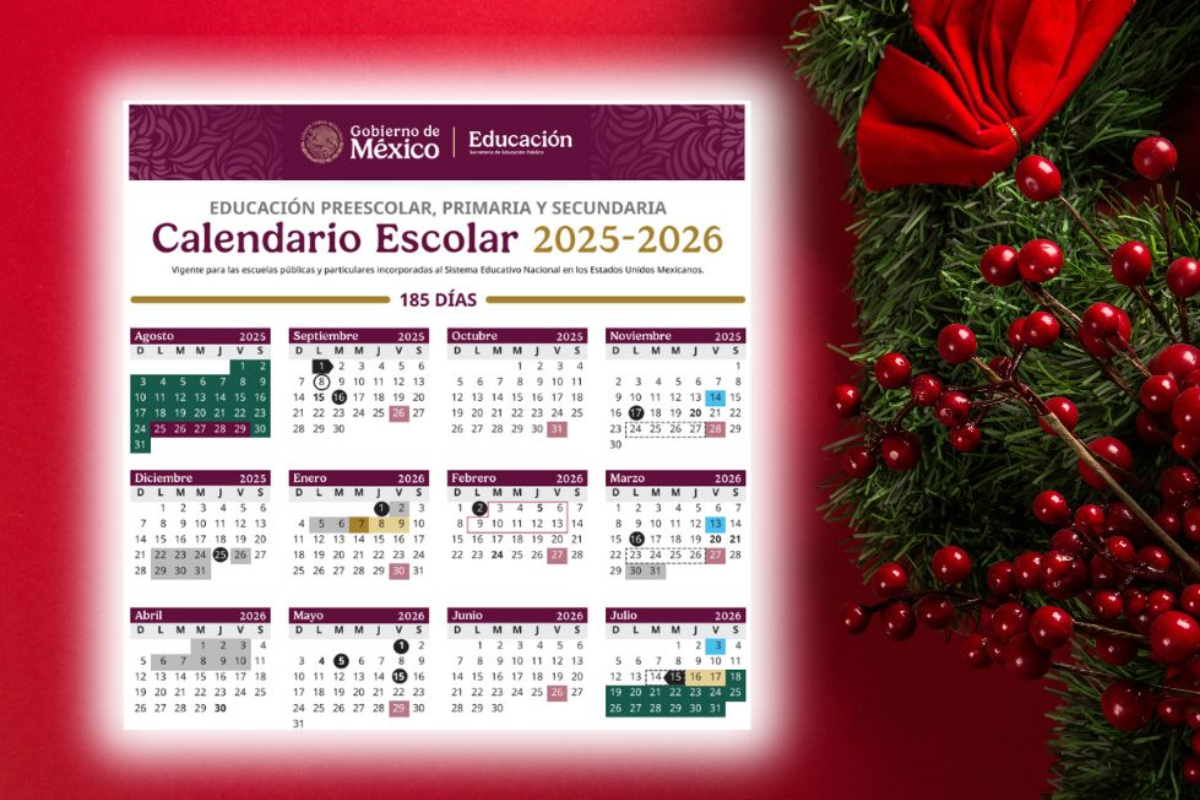 Calendario oficial de la SEP para las vacaciones de invierno 2025-2026.
