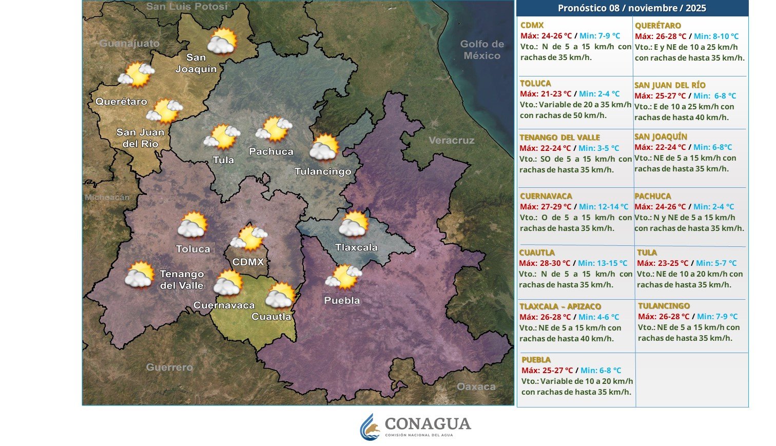 El clima en Hidalgo para el 8 de noviembre se mantendrá parcialmente nublado