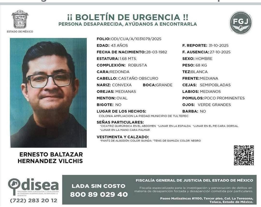 El sacerdote Ernesto Baltazar Hernández Vilchis fue hallado después de varios días de búsqueda