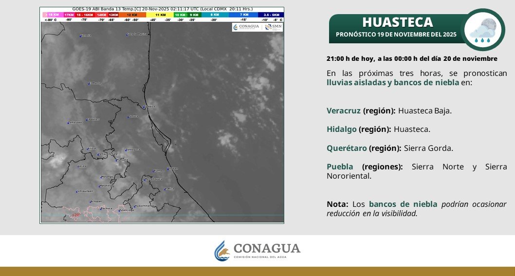 El 20 de noviembre de 2025, Hidalgo vivirá un día frío con temperaturas que podrían llegar a los 0°C
