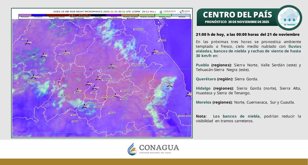 Zonas serranas del estado registrarán temperaturas cercanas a cero grados