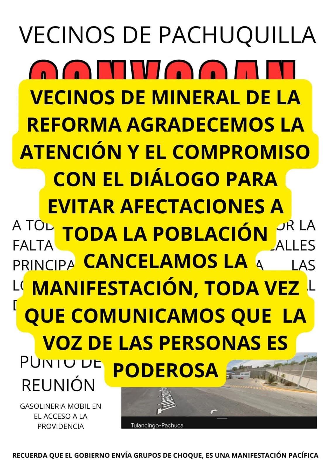 La reunión permitió a Pachuquilla suspender el cierre de accesos previsto para este sábado