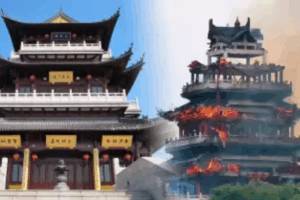 Una sección del milenario Templo Yongqing resultó gravemente dañada tras un incendio nocturno que movilizó a más de 20 unidades de bomberos en la provincia de Jiangsu.