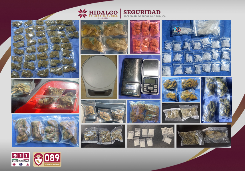 Detención de narcomenudistas en Tulancingo deja un saldo de 1,553 dosis de marihuana