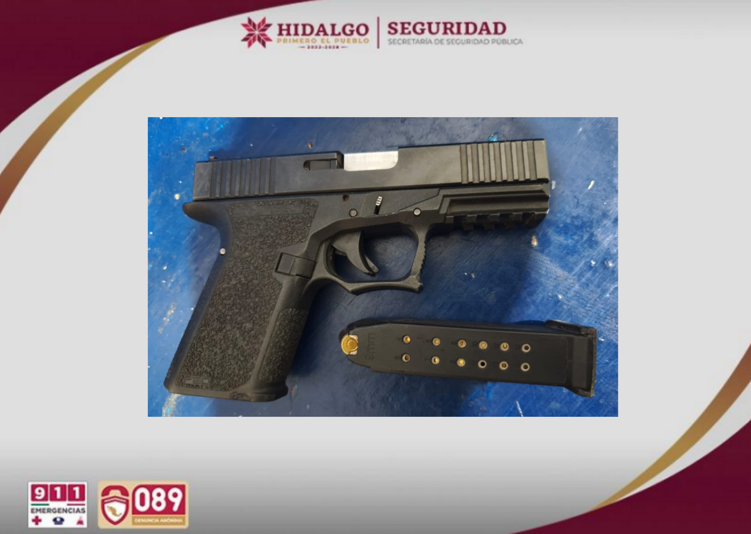 Durante la intervención se aseguró un arma de fuego corta, la cual fue puesta a disposición de la autoridad competente