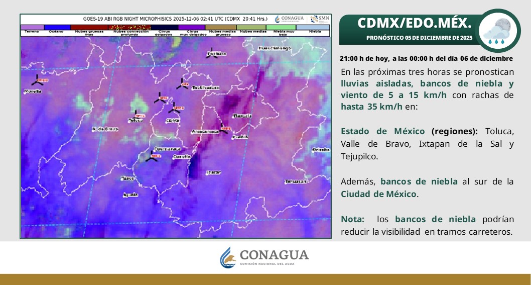 Condiciones climáticas del 6 de diciembre: lluvias y heladas en Hidalgo