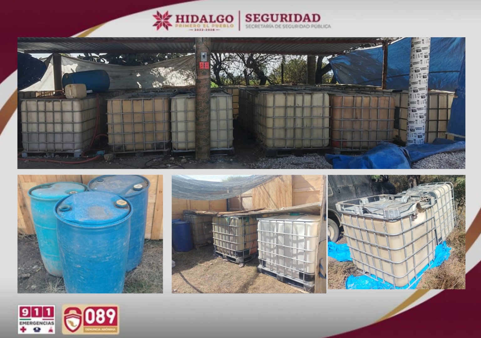 Contenedores con huachicol fueron localizados durante el operativo
