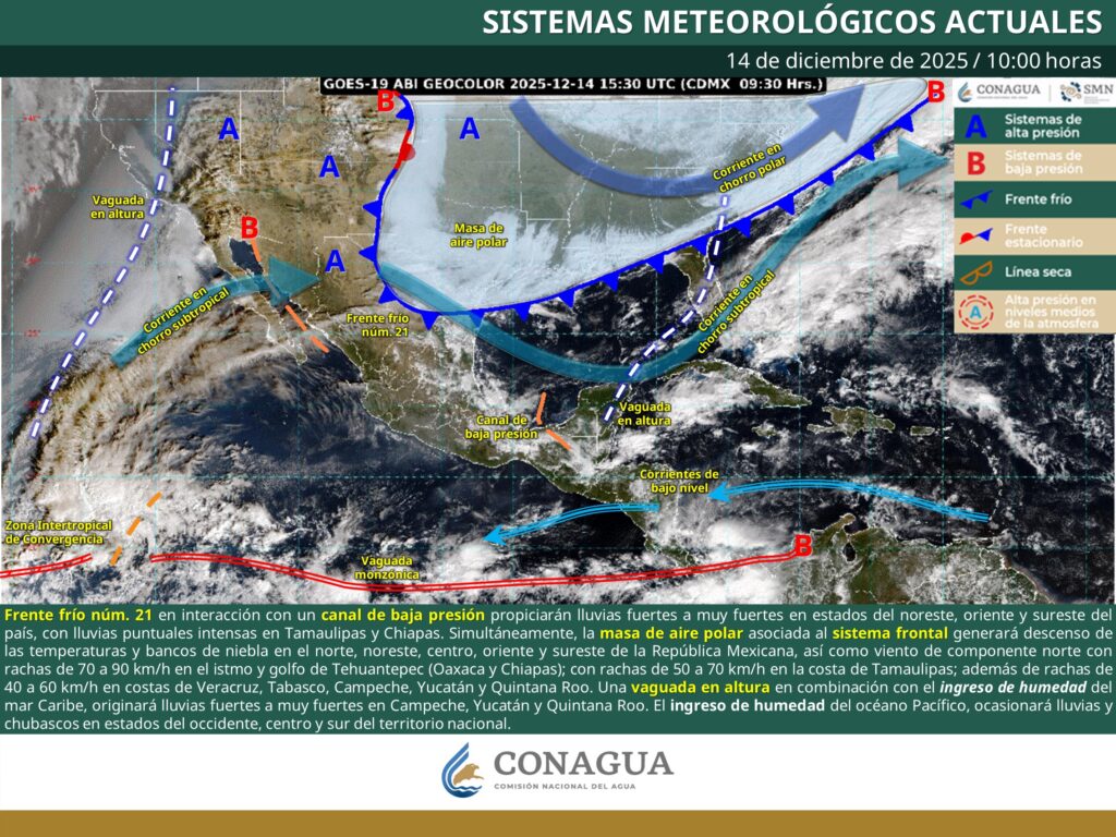 Viento y lluvia forman parte de las condiciones del clima en Hidalgo