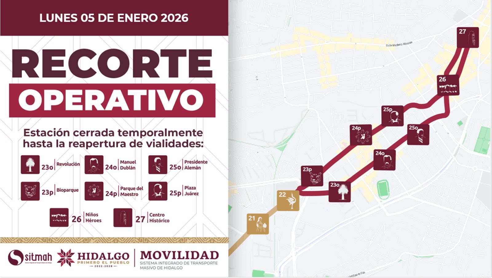 Tuzobús anunció ajustes temporales en su operación por la Cabalgata de Reyes 2026