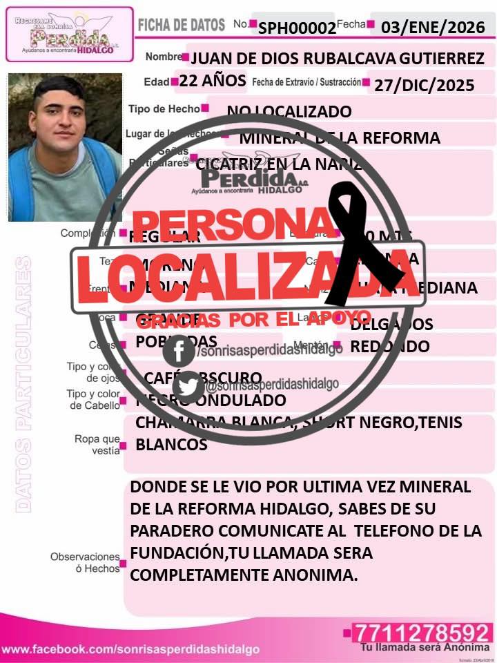 Mineral de la Reforma: Joven desaparecido es localizado sin vida