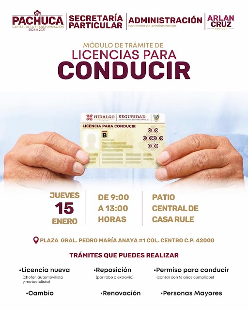 Ciudadanos de Pachuca podrán renovar su licencia en el módulo móvil