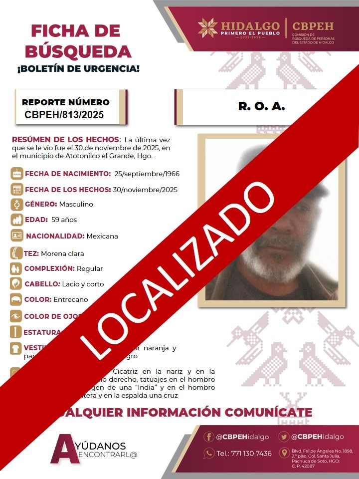Uno de los desaparecidos en Atotonilco el Grande fue localizado el 27 de diciembre | Foto: Especial