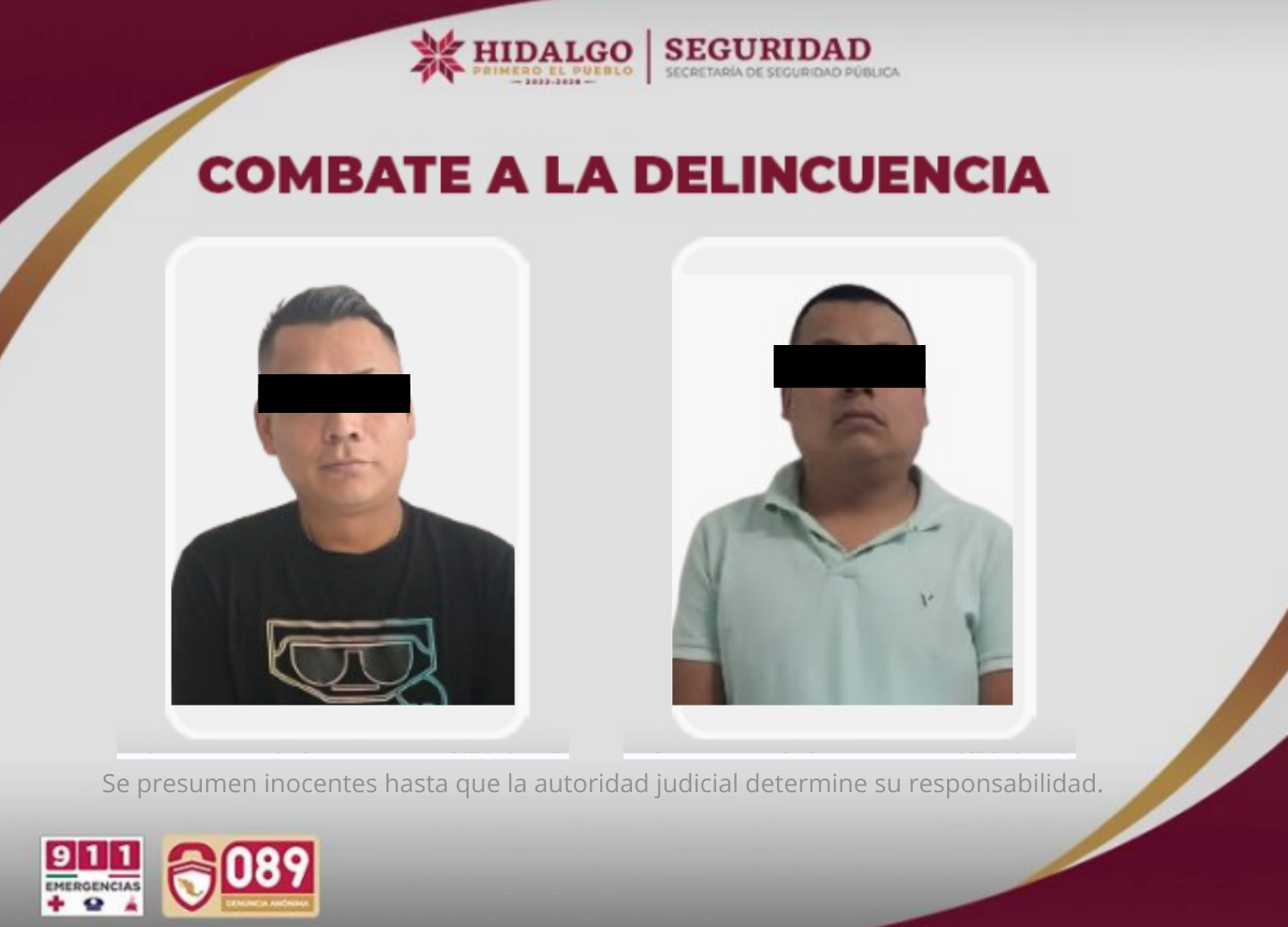 Los cinco detenidos fueron interceptados en el camino Acaxochitlán-Tlamimilolpan