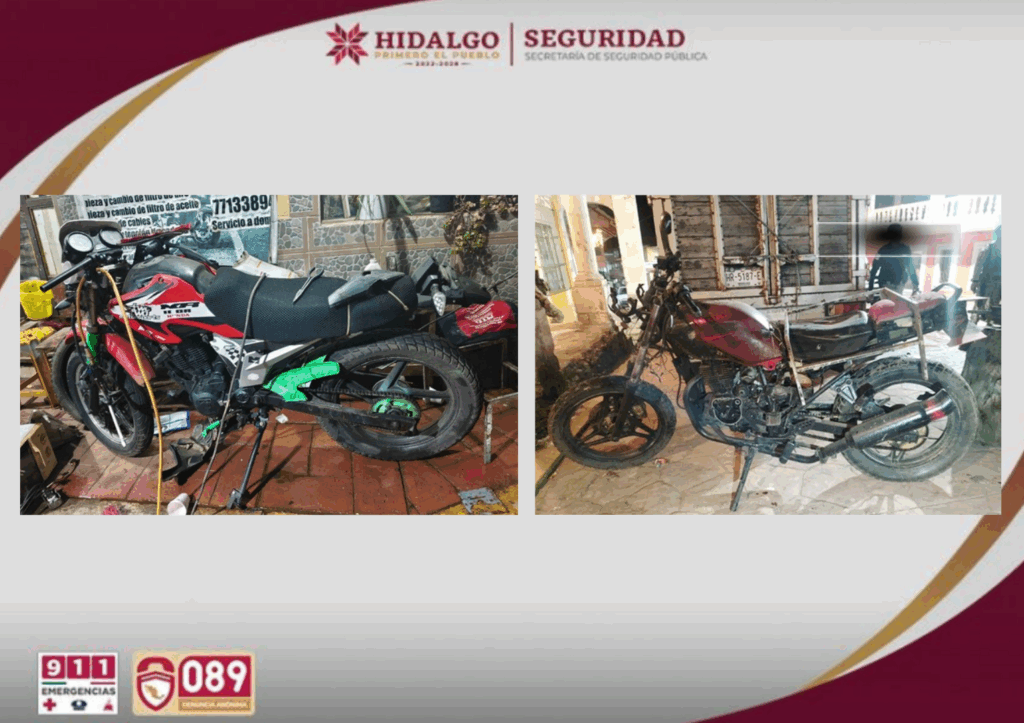 Captura de motocicletas robadas y narcóticos tras operativos simultáneos en Tianguistengo