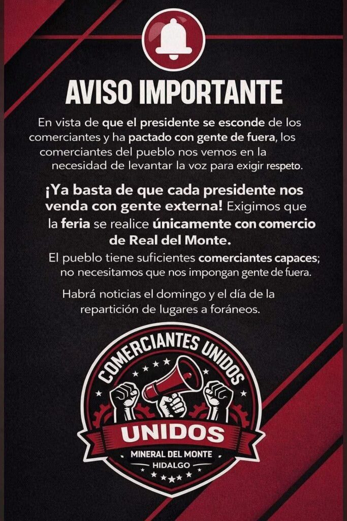 Comerciantes de Mineral del Monte vs vendedores foráneos: Acusan a alcalde de pactar con ellos