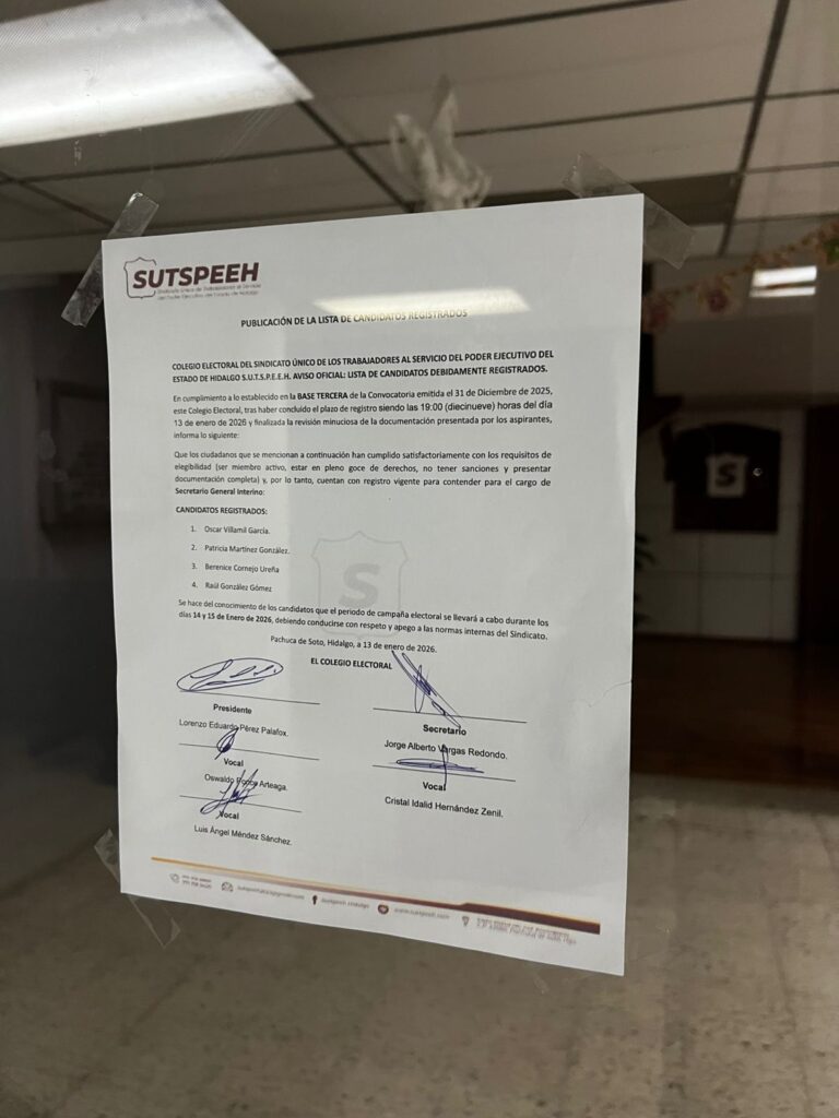 En medio de tensiones, el proceso de renovación del SUTSPEEH genera desconfianza entre los burócratas