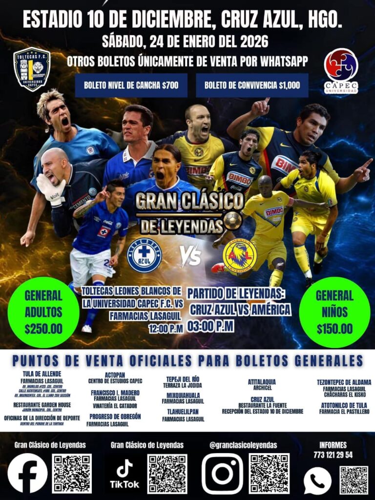 Hidalgo recibe a las leyendas del fútbol mexicano: América vs Cruz Azul 