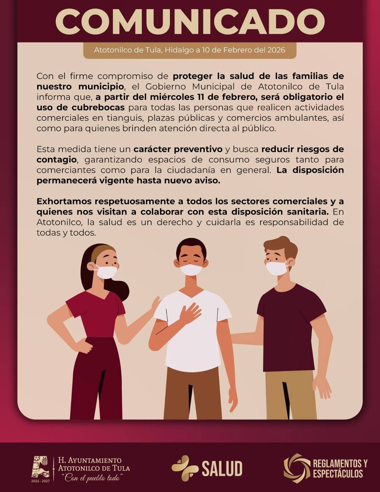El uso de mascarilla será obligatorio en actividades comerciales específicas