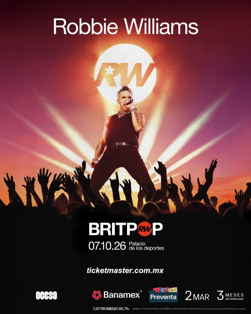 La leyenda del pop, Robbie Williams, se presentará en el Palacio de los Deportes este 7 de octubre