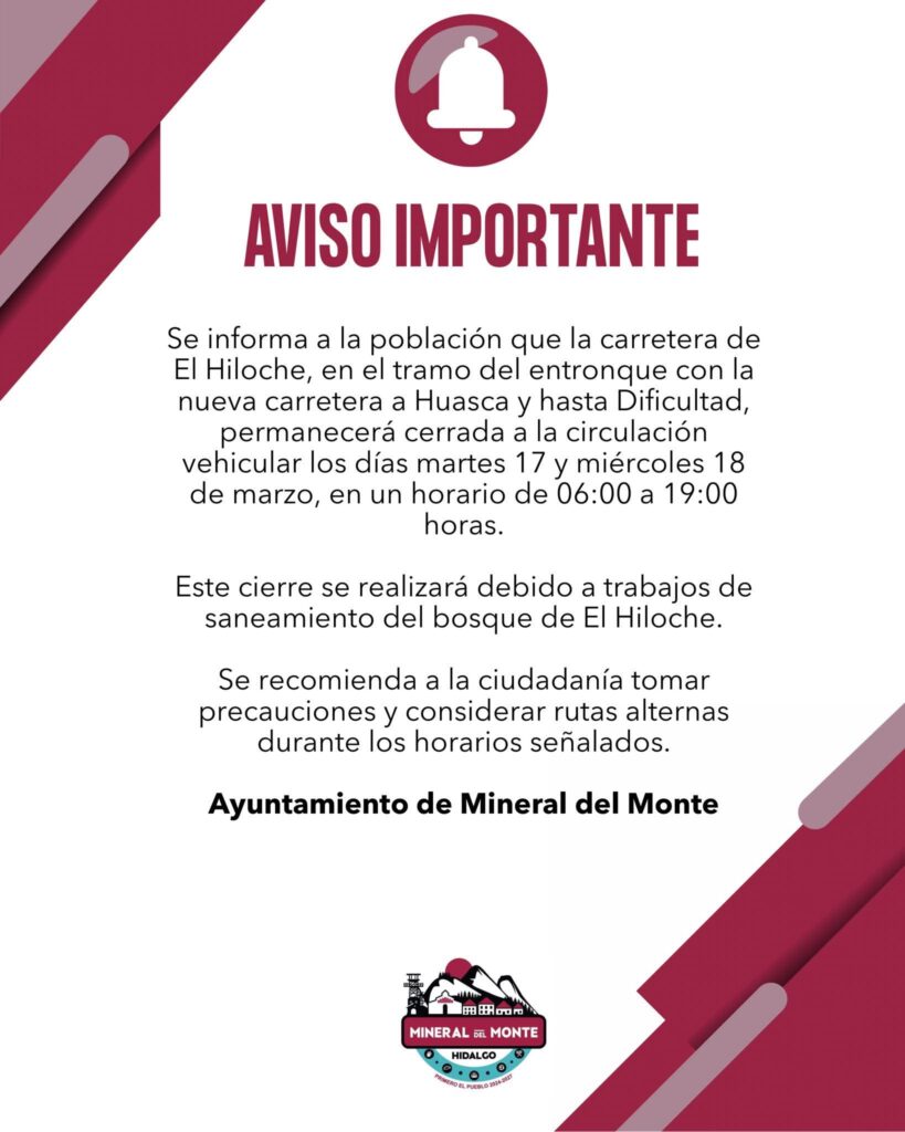 Autoridades informaron cierre en la antigua carretera de Mineral del Monte