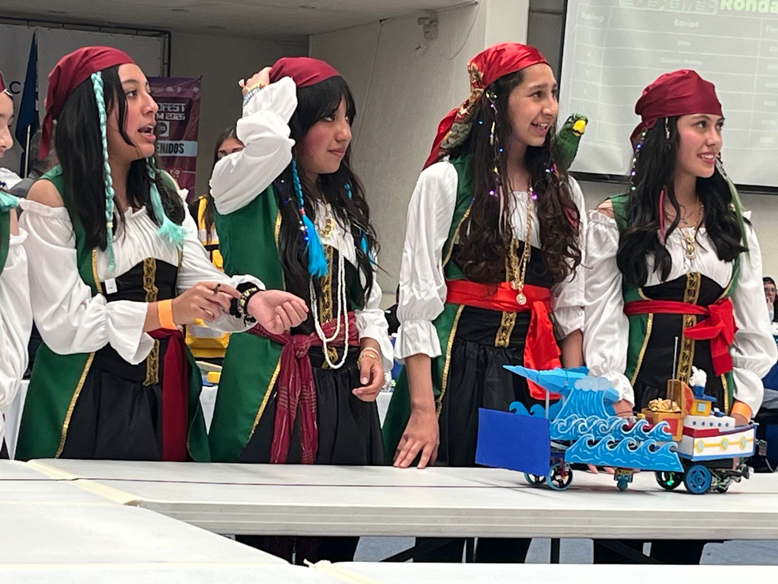 Alumnas del Colegio Londres con su proyecto robótico