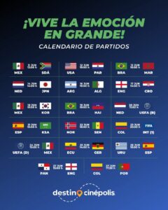 Cinépolis proyectará partidos del Mundial en más de 3 mil salas de cine en México