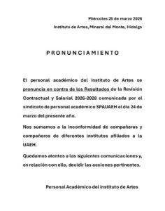 El rechazo a la revisión salarial en la UAEH se suma a otras inconformidades expresadas por sectores académicos