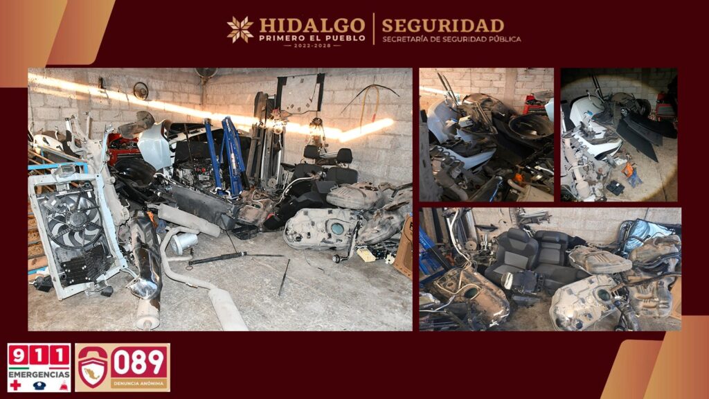 Predios vinculados con autopartes robadas fueron asegurados en Cuautepec de Hinojosa