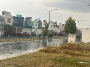 La colonia Paseo de los Solares fue sorprendida por una granizada que cubrió las calles y jardines