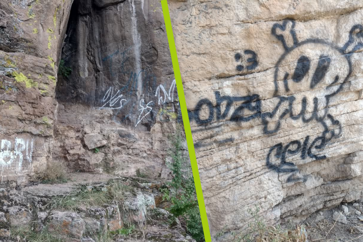 En abril de 2025 se hallaron pintas realizadas en los acantilados y cuevas de Huapalcalco | Foto: Antonieta Islas