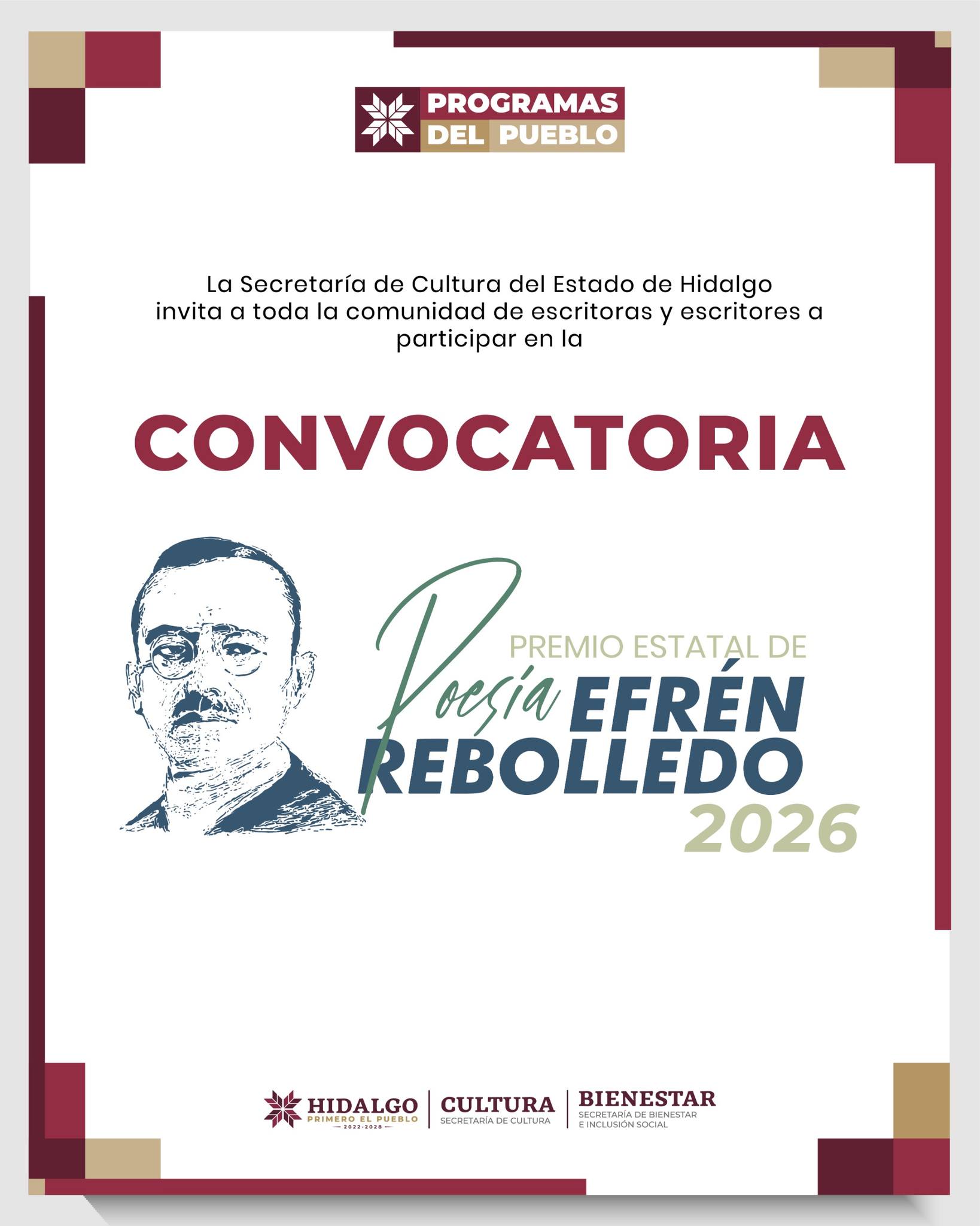 La Secretaría de Cultura de Hidalgo abrió las convocatorias literarias 2026 para cuento y poesía