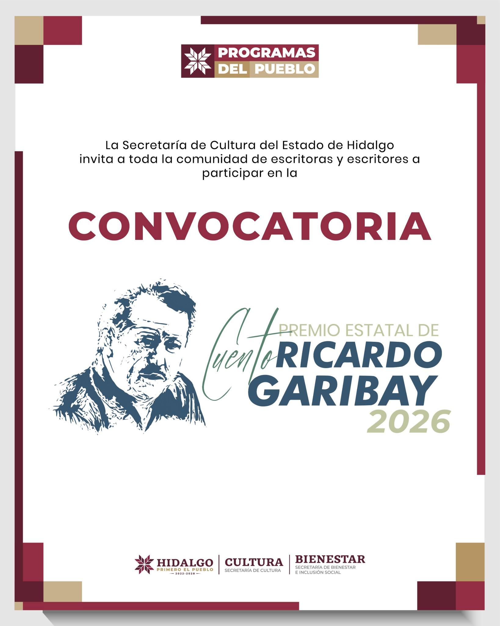 Escritoras y escritores hidalguenses podrán registrar obras inéditas hasta junio próximo
