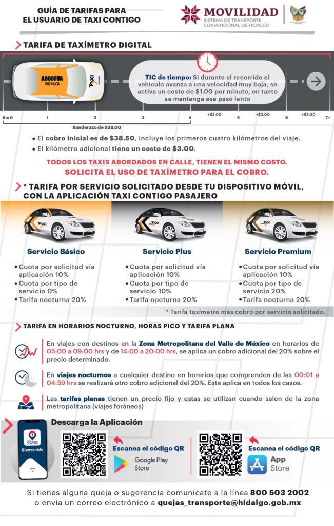 El servicio de taxi en Pachuca opera con taxímetro digital