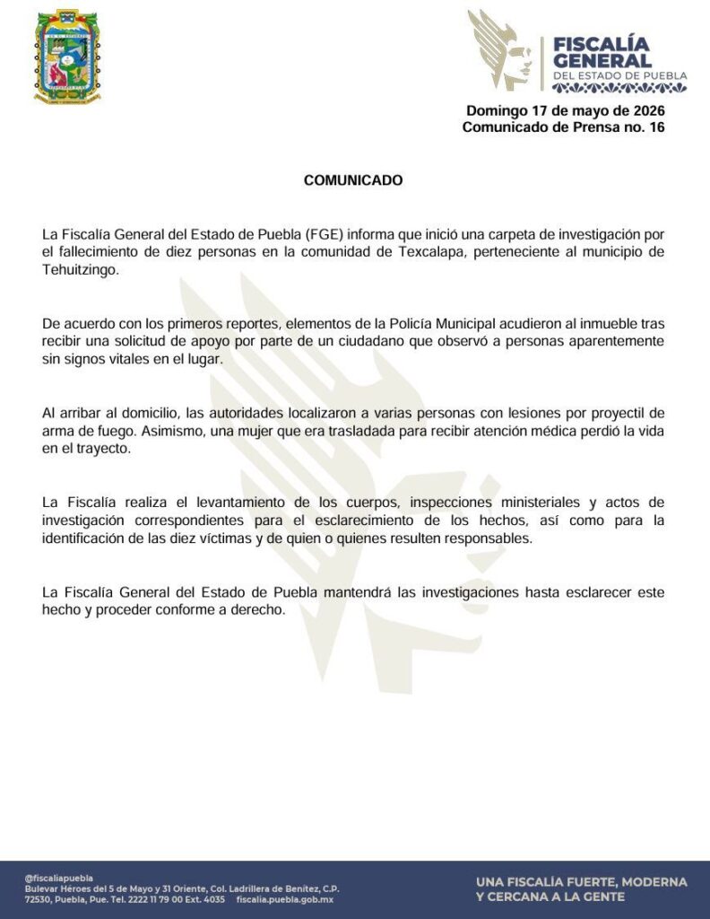 Violencia en Puebla: ejecutan a diez integrantes de una familia