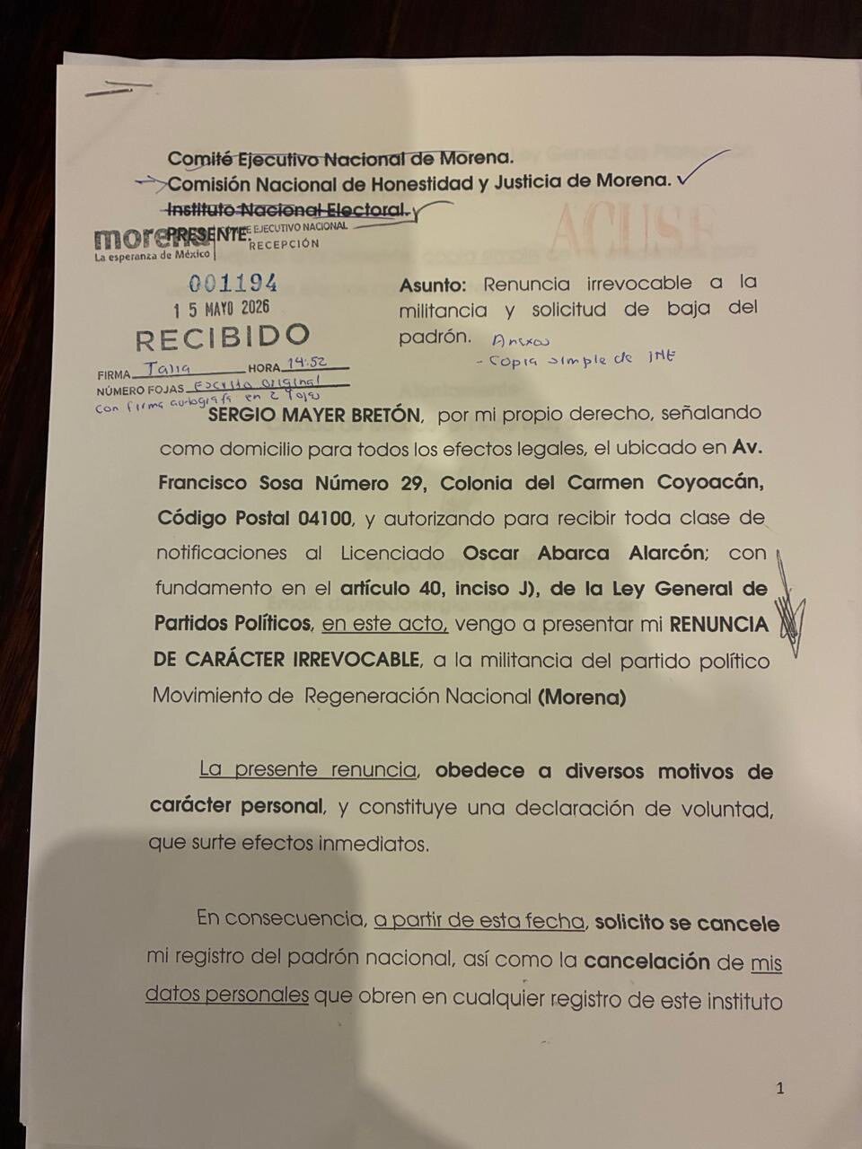 Renuncia de Sergio Mayer ocurre tras reforma al reglamento de licencias