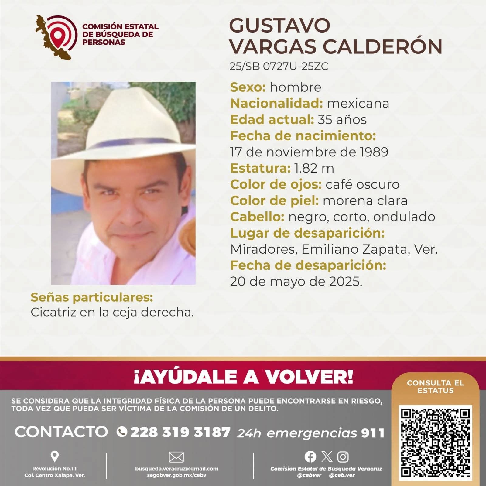 Familiares de Gustavo Vargas Calderón mantienen activa su búsqueda a un año de su desaparición.