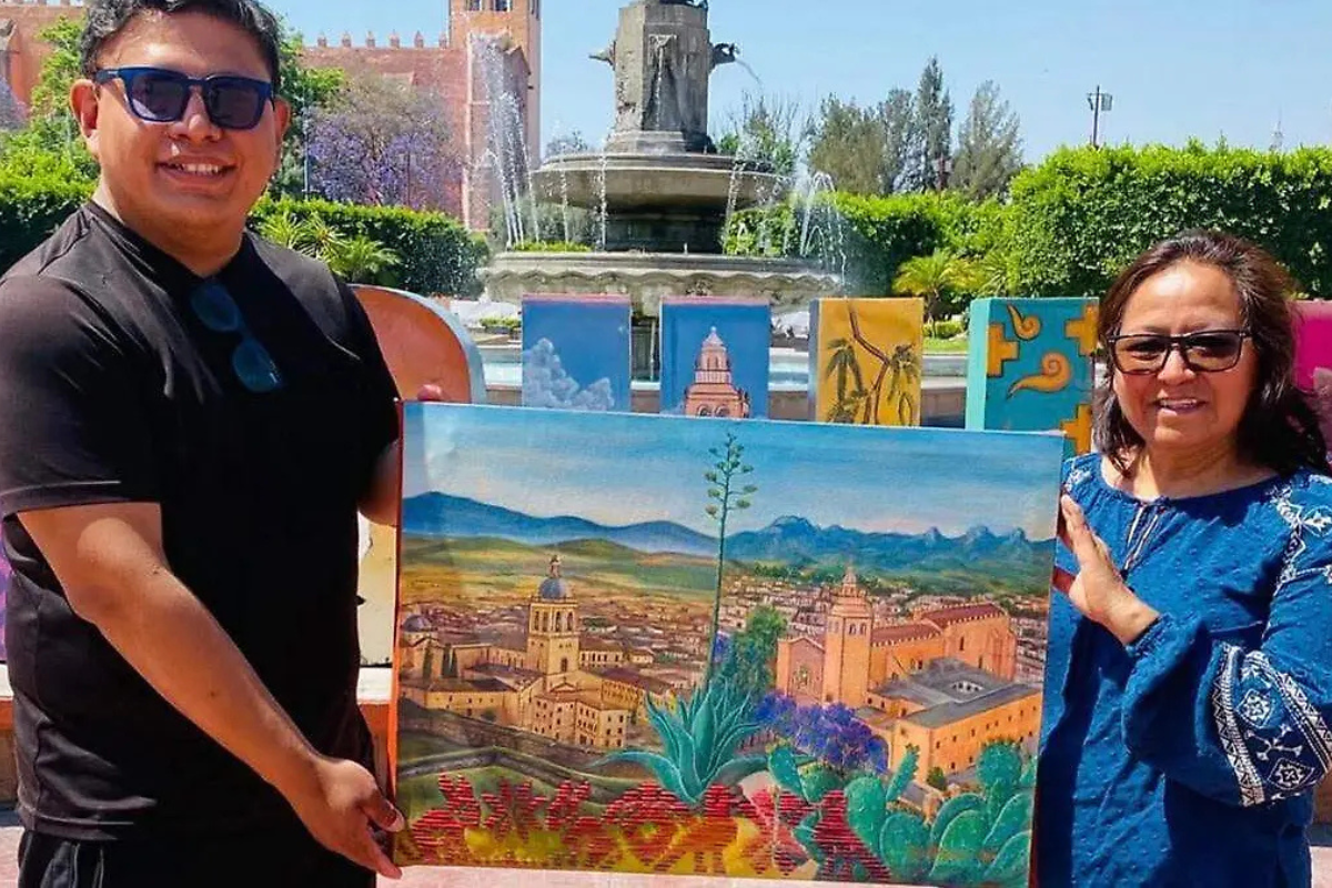 La obra de la pintora de Ixmiquilpan refleja el encuentro entre las raíces europeas y la identidad originaria del pueblo hñähñü | Foto: Especial