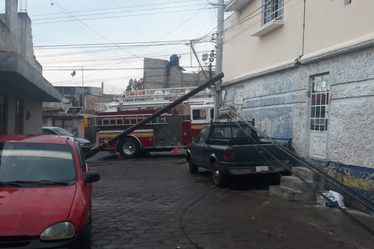 Se registró la caída de dos árboles sobre cables de alta tensión, lo que propició que sucumbiera el poste que los sostenía | Foto: Especial