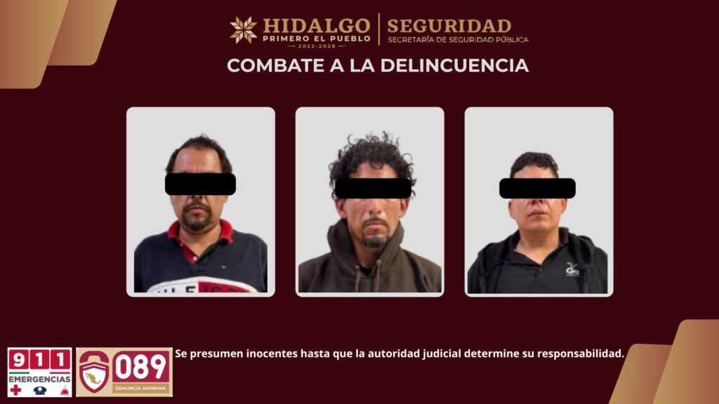 Los tres presuntos responsables fueron detenidos y puestos a disposición de la autoridad ministerial 