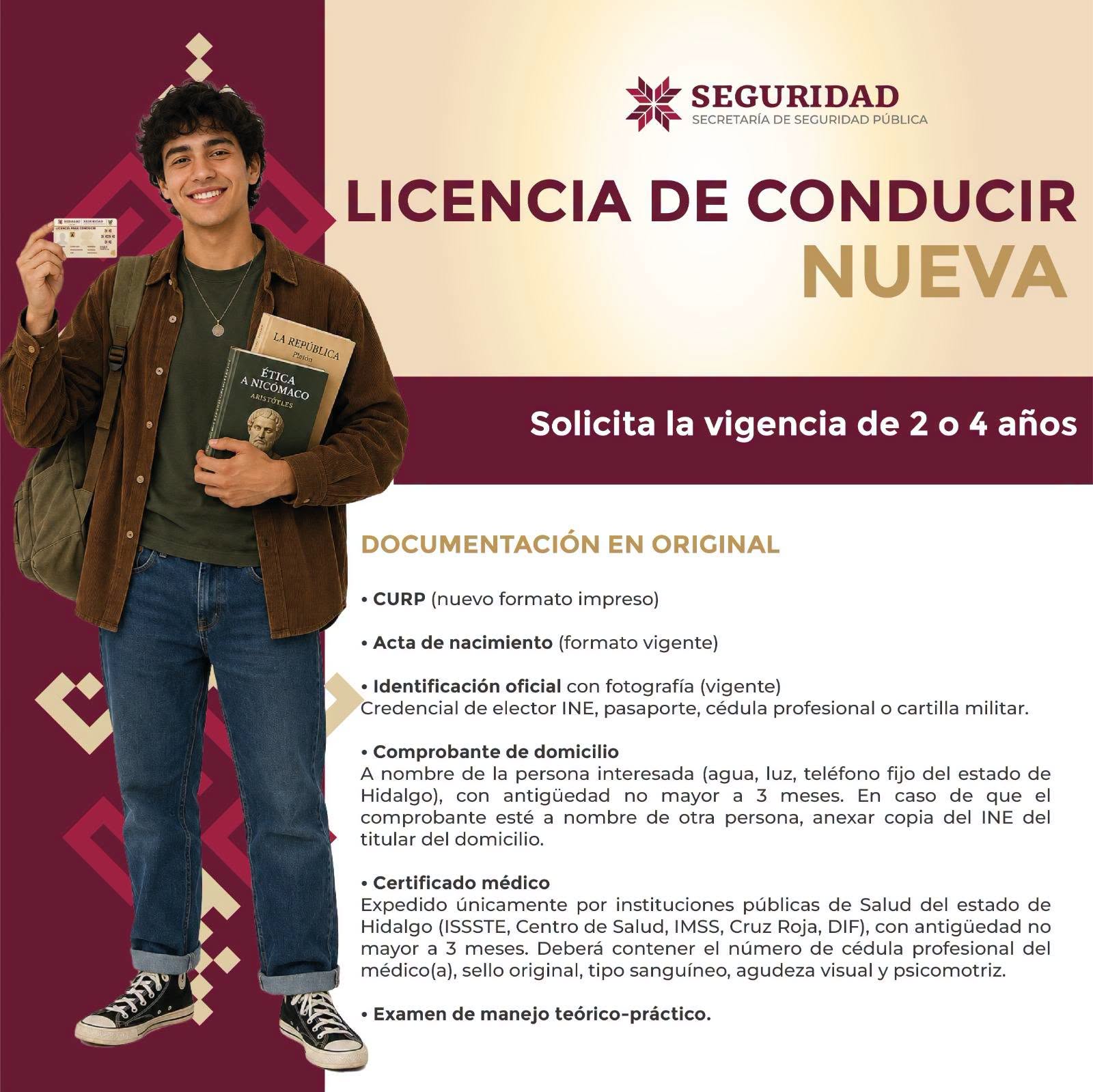 Trámite de licencia de conducir en oficinas de la Secretaría de Seguridad Pública en Hidalgo.
