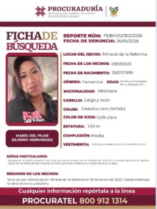Los familiares de María del Pilar señalaron que continúan sin información sobre su paradero y mantienen activa la esperanza de encontrarla