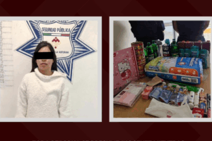 En un hecho distinto, una mujer fue detenida luego de ser señalada por presuntamente retirar mercancía de una tienda comercial sin realizar el pago