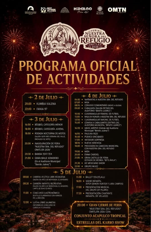 Programa de feria Omitlán de Juárez 2026