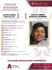 Familia pide a la sociedad proporcionar información de Carlos para su localización 
