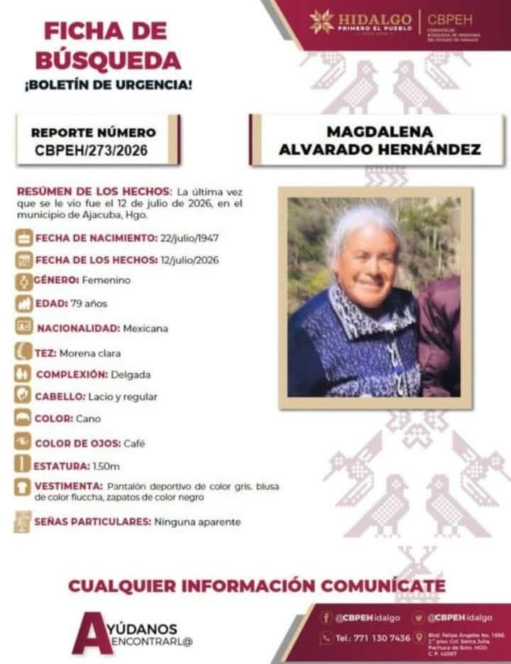 Familiares solicitaron apoyo para localizar a Lenis, desaparecida en Ajacuba