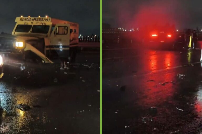 Camioneta de valores ingresa en sentido contrario a la México-Pachuca y provoca fuerte choque